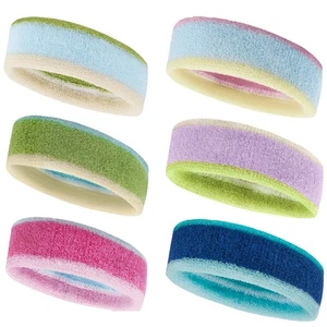 6 PCS Children Kid Sweatbands Elastic Stretch Breathable Sports Elastic Headband - Picture 1 of 3