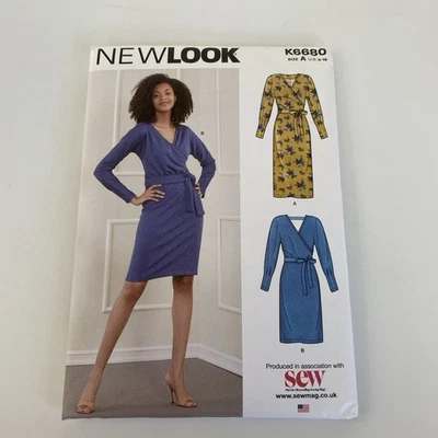 New Look K6680 Misses Faux Wrap Dress & Belt For Knits Only Womans Uncut Pattern - Image 1 of 4