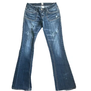 Vintage H2J Hydraulic Bootcut Jeans Damen 7/8 blau Whisker Stretch niedriger Bund Y2K - Bild 1 von 6