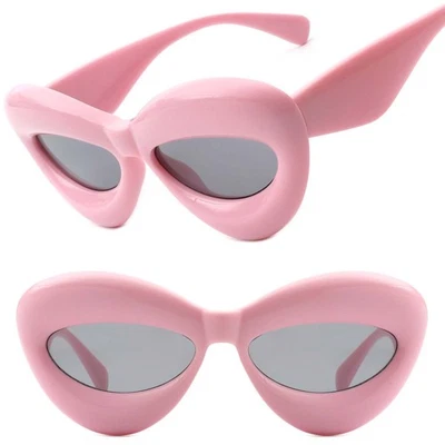 Irregular Chic Grueso Hinchado Globo Moda Mujer Rosa Ojo de Gato Gafas de Sol Foto 1 de 3
