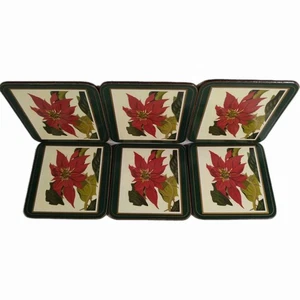 Pimpernel 4" x 4" Weihnachten Hibiskus Untersetzer Kork Basis 6er Set Wiese Blume - Bild 1 von 11