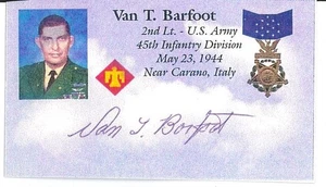 Van Barfoot signierte Visitenkarte Ehrenmedaille - WWII O&E - Bild 1 von 1
