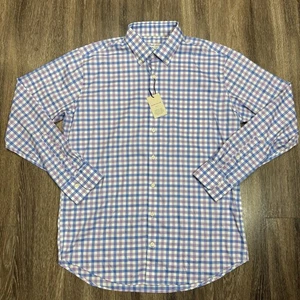 Peter Millar Castine Crown Lite Blue Purple Button Up Sport Shirt Size Large - Picture 1 of 7