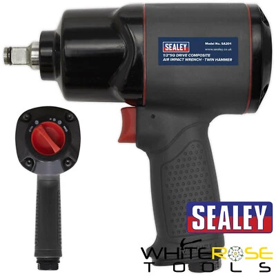 Sealey Air Impact Wrench 1/2" Drive Composite Twin Hammer Wheel Buzz Gun 610Nm - Image 1 of 4