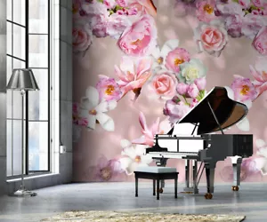 Vlies Foto Tapete floral Blumen rose flieder Rosen Magnolie 200x280cm INK7318 - Bild 1 von 1