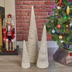LED Light Up Christmas Tree Pyramids Glitter Fairy Lights Ornament 40cm White