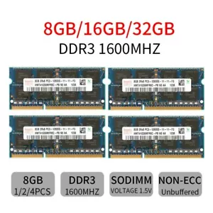 32GB 16GB 8GB 1600MHz DDR3 PC3-12800 SODIMM Notebook Laptop Memory Hynix Lot BT