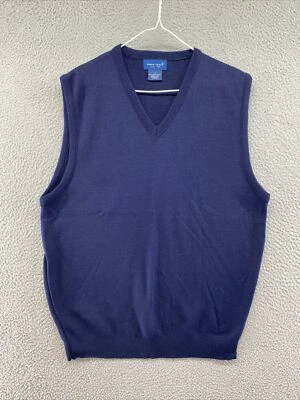 Vintage TownCraft V Neck Knit Pullover Sweater Vest Mens Large Blue USA Made - Image 1 of 4