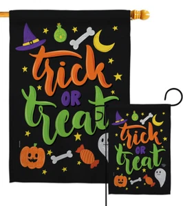 Lindo Truco o Trato Halloween Fantasma Calabaza Caramelo Jardín Casa Patio Bandera - Imagen 1 de 13