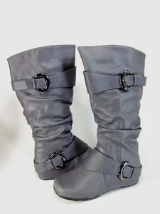 JOURNEE COLLECTION WOMEN'S PARIS WIDE CALF SLOUCH RIDING BOOTS,GREY,US 9.5,NEW - Picture 1 of 8