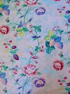 Jay Yang Polished Chintz Fabric 3 1/3 yd Pink Lavender Roses Berries Cotton 54" - Picture 1 of 1