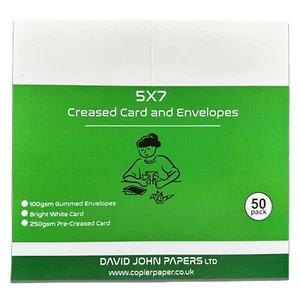 Weiße 5 x 7" vorgefaltete Kartenrohlinge & weiße Umschläge - 250 g/m² Karte - Bild 1 von 3