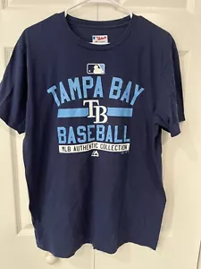 Camiseta Majestic Tampa Bay Rays Hombre L Azul Excelente Estado - Imagen 1 de 2
