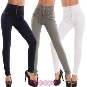 Jeans donna pantaloni skinny vita alta sigaretta colorati elastici nuovi M5342