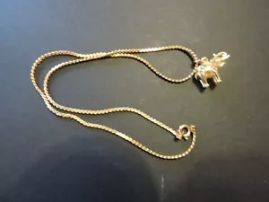 Elephant pendant and chain goldtone small with trunk raised good luck - Picture 1 of 4