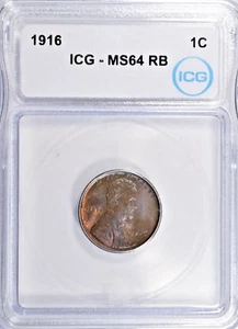 1916 LINCOLN CENT ~ FRESH SLAB ICG MS64 RB! - Picture 1 of 4