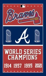 Atlanta Braves 2021 World Series Champions Flag 3X5 FT Banner Solar MVP Freeman - Picture 1 of 1