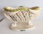 Italian Pottery Pedestal Lattice Hand Painted Planter With Angels