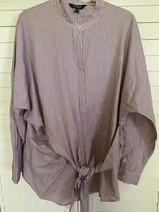 Ralph lauren Adrien lange gestreifte Bluse mit Knopfleiste Perple - Bild 1 von 5
