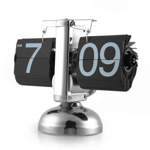 FLIP DOWN Clock Steampunk Retro Vintage Style Desk Table Watch Quartz Metal - Picture 1 of 7