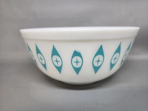Used Pyrex Atomic Eye Bowl White & Blue - Picture 1 of 16