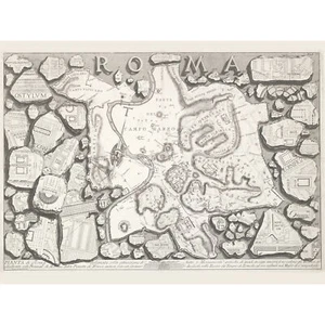 Karte Piranesi 1756 Römische Altertümer Rom Stadt Fragmentplan großer Wandbilddruck - Bild 1 von 5