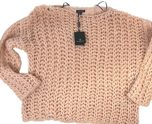 NWT Italian Designer Mohair blend Crochet Sweater Cottagecore Pink Old Money - Picture 1 of 20