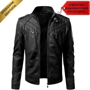 Giubbotto Giubbino Giacca Uomo Slim Fit in di PELLE 100%★ & di PELLE PU B31 - Imagen 1 de 5