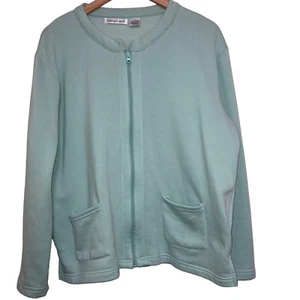 Hasting & Smith Large Womens Sweater Green Mint Long Sleeve Pockets Full Zip Top - Picture 1 of 4