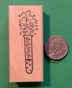 Test Tube - Wood Mounted Teacher's Rubber Stamp - Picture 1 of 2