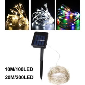 LED Solar Fairy String Lights RGB/Cool/Warm Outdoor Party Decor Festoon 10M/20M - Picture 1 of 15
