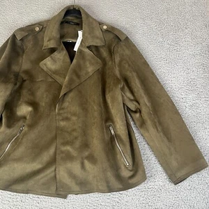 Tahari Kunstleder Vegan Leder Strickjacke Jacke Damen 2X 3/4 Arm vorne offen grün - Bild 1 von 17