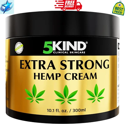 BRANDED 5kind Extra Strong Hemp Cream 300ml - High Strength Hemp Oil and Arnica Cream UK