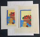 Thank You Strawberries Pencil Color Rough & Fabric 8X10 Greeting Card Art #16933