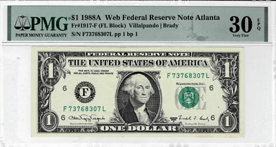 1988A Federal Reserve 'WEB'note-fr.1917-F (FL Block)Run 12 1/1-PMG 30 EPQ-Scarce - Image 1 of 4