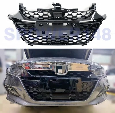 FOR 2018 19 2020 HONDA ACCORD JDM STYLE HONEYCOMB FRONT GRILLE MESH GLOSS BLACK - Image 1 of 4