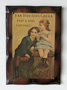 Vintage Van Houten's Cocoa Lack Werbung auf Holz 11 x 16 "Sounds of the ocean" - Bild 1 von 4