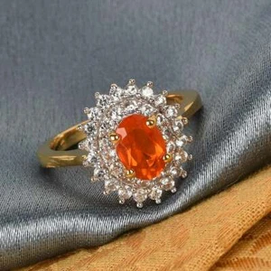 Mexican Fire Opal Engagement Ring Fire Opal Wedding Ring Fire Opal Ring - Picture 1 of 5
