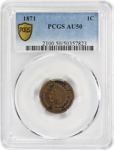1871 Indian Cent AU50 PCGS - Picture 1 of 2