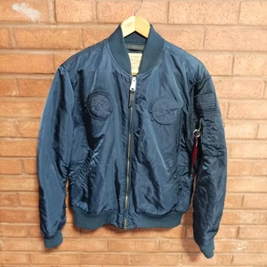 Alpha Industries NASA Bomber Jacket Flight Jacket Navy Blue Size XL - Picture 1 of 13