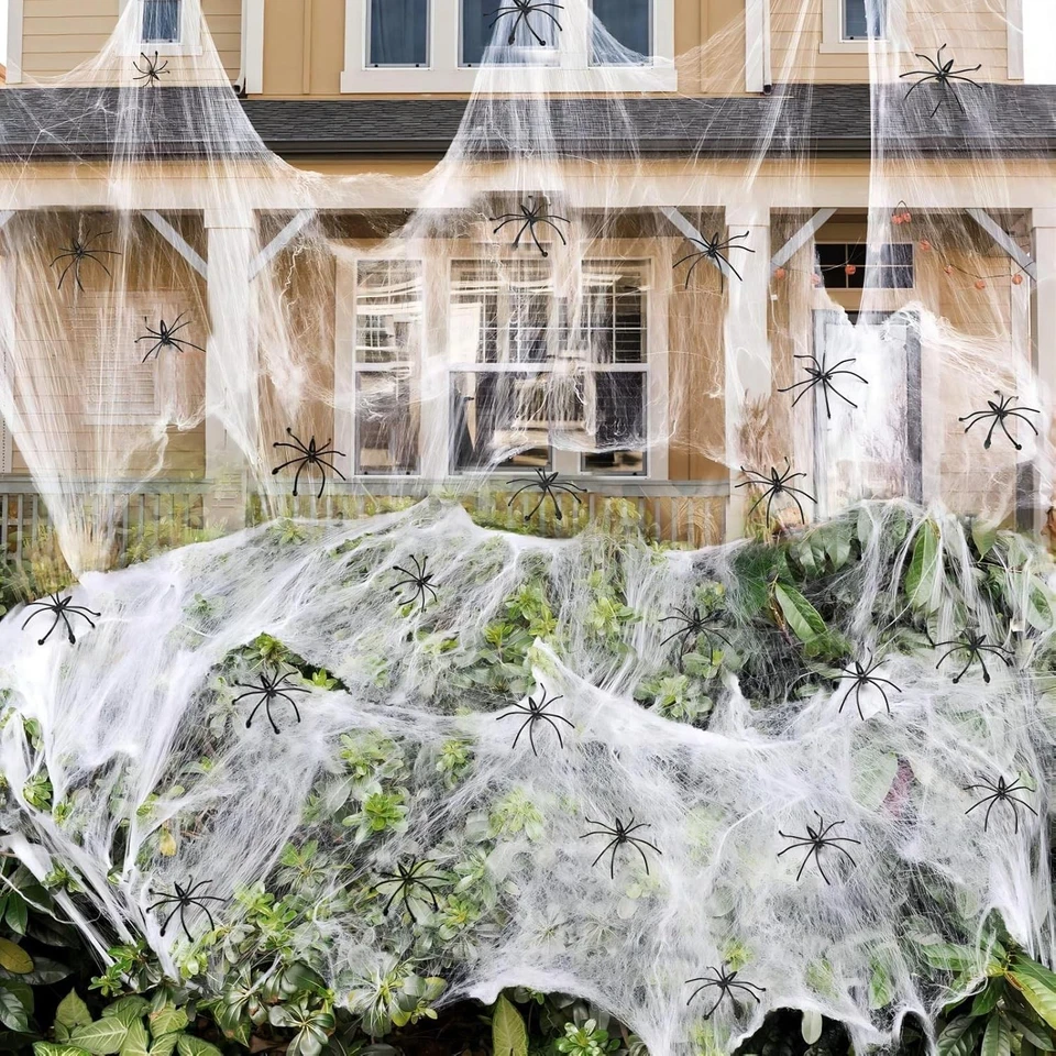 1400 Sqft Halloween Spider Webs Decorations With 150 Extra Fake Spiders Super S