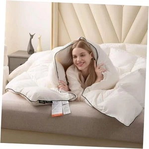 Luxury Down Fiber Comforter, Medium Warmth All Season Duvet Feather Comforter, - Picture 1 of 7