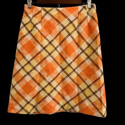 Vintage 60’s/70’s Darlene Co-Ordinates Yellow Plaid Twill Skirt~28” Waist - Image 1 of 4