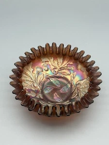 Northwood Ringelblume Karneval Glas Distel Schale 7,5" gekräuselt irisierend - Bild 1 von 6