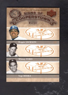 2005 Upper Deck Hall of Fame Sign of Cooperstown Triple R Jackson/W Ford/Y Berra - Image 1 of 2
