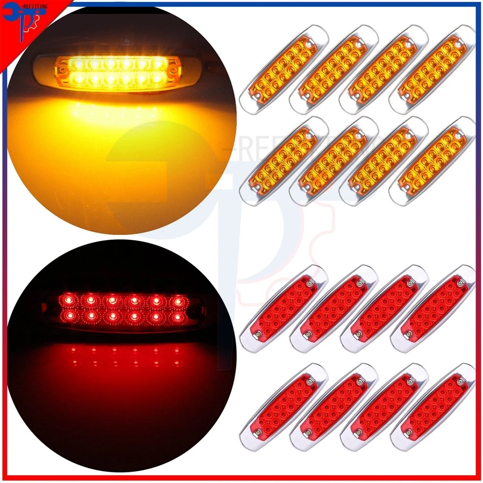 Luz de separación lateral 16x 12V 12LED rojo ámbar para Chevrolet Ford Honda Foto 1 de 4