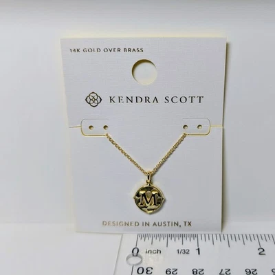 Ожерелье Kendra Scott кованое с инициалом «M» золотая цепочка 16 дюймов - Изображение 1 из 3