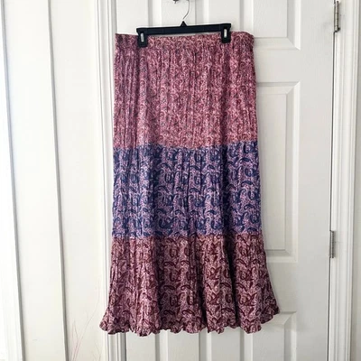 Calypso Christiane Celle NWT Pink Purple Red Tiered Colorblock Cotton Skirt OS - Image 1 of 4