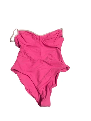 Tularosa One Piece Neon Pink Swim Suit with Light Pink Trim Size Small NWT READ - Image 1 of 3