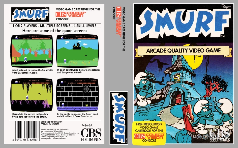 Smurf ColecoVision Cover Art Work + Game Box Only - Image 1 of 1